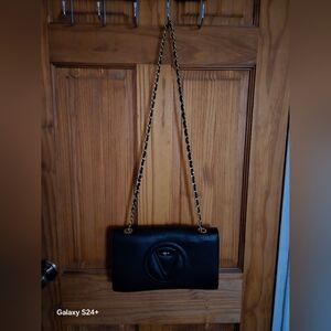 Valentino Black Shoulder Bag with Gold Chain